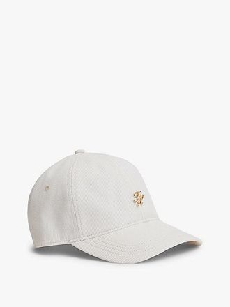 Tommy Hilfiger Stripe Seersucker Logo Plaque Baseball Cap