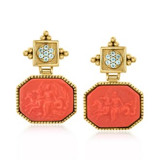 Ross-Simons Italian Tagliamonte Red Venetian Glass Greek Mythology Drop Earrings With. Swiss Blue Topaz in 18kt Gold Over Sterling Silver