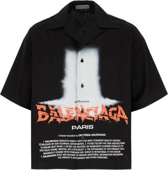 Balenciaga Short Sleeve Shirt - Heren - Korte mouwen Overhemden - Zwart - M - Katoen - Overhemden
