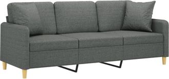 vidaXL Vidaxl - Sof&aacute; De 3 Plazas Con Cojines Tela Gris Oscuro 180 Cm