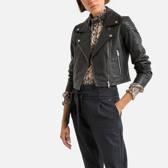 Ikks Lederjacke mit Reissverschluss - Schwarz - IKKS