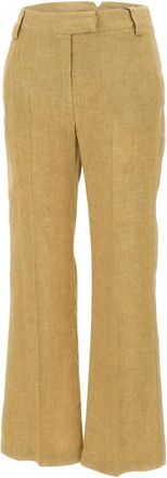 Marella Acciaio Broek - Dames - Wijde Broeken - Beige - XL - Leer - Broeken