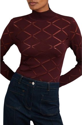 Reiss Serene Open Stitch Mock Neck Sweater in Raspberry Red at Nordstrom, Size X-Large