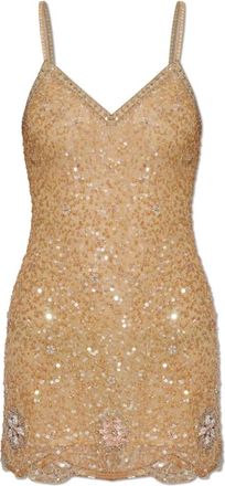 LoveShackFancy Lyrika Paillettenjurk - Dames - Feestkleedjes - Geel - S - Pailletten - Kleedjes