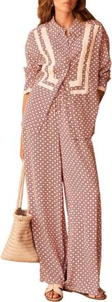 Mint Velvet Geo Print Classic Shirt in Red at Nordstrom, Size X-Small