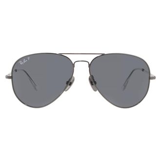 Ray-Ban Ray Ban Aviator Titanium Black Polarized Pilot Unisex Sunglasses RB8089 165/48 58