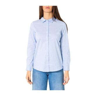 Jacqueline de Yong Pinstripe Long Sleeve Shirt - Dames - Overhemden - Blauw - S - Katoen - Overhemden