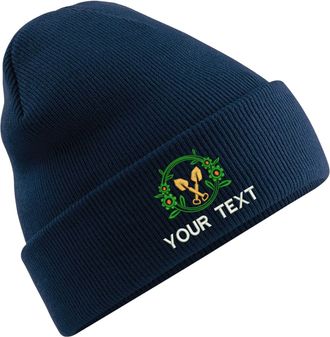 Generic Personalised Embroidered Gardening Your Text Name BC045 Beanie, Work Wear Any Text Name Logo Unisex Hat (French Navy)