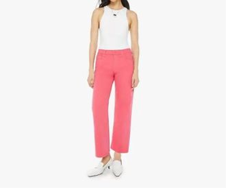 Mother Mid Rise Maven Flood Play Date Jeans In Rouge Red