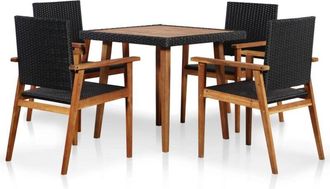 vidaXL Vidaxl - Set de comedor de jardín 5 pzas ratán sintético negro y marrón
