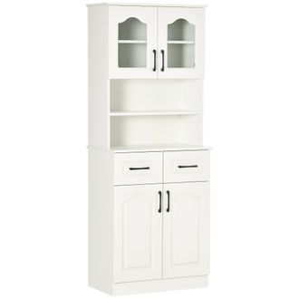 HOMCOM Kitchen Cupboard Storage Cabinet Adjustable Shelves - Countertop,White | TJ Hughes White