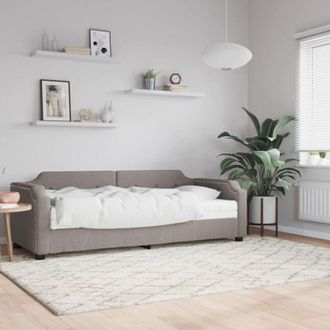 vidaXL Sof&aacute; Cama Con Colch&oacute;n Tela Gris Taupe 80x200 Cm