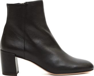 AGL Chocolade leren enkellaars 70mm hak - Dames - Laarzen met Hak - Bruin - 36 EU - Schoenen