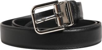 Dolce & Gabbana Men Black Classic Leather Metal Buckle Belt Calf