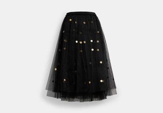 Coach Sequin Paillette Tulle Skirt In Recycled Polyester
