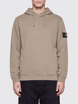Stone Island Felpa con cappuccio in cotone con logo Compass applicato