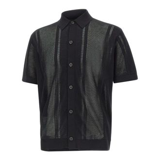 Paolo Pecora Cardigans, male, Black, Size: XL Silk and Cotton Knit Shirt