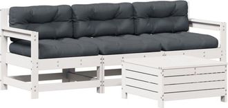 vidaXL Vidaxl - Set Muebles Jard&iacute;n 4 Pzas Con Cojines Madera Maciza Pino Blanco