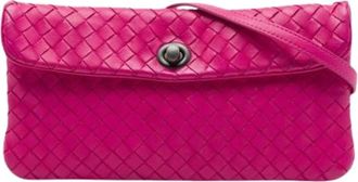 Bottega Veneta Pre-owned Woven Nappa Crossbody - Dames - Vintage Schoudertas - Roze - ONE Size - Leer - Vintage