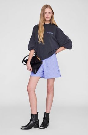 Anine Bing Miles Palm Sweatshirt in Washed Black at Nordstrom, Size X-Small