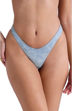 House of CB Capri-J High Cut Bikini Bottoms in Blue Paisley at Nordstrom, Size X-Small