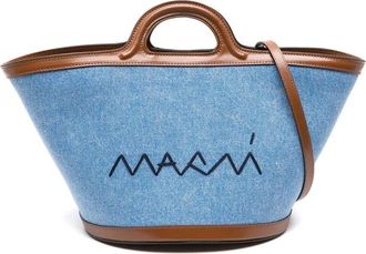 Marni Handbags, female, Blue, Size: ONE SIZE Cerulean Blue Open Top Shoulder Bag