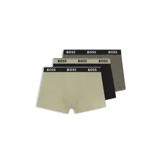 BOSS Three-pack of logo-detail trunks in stretch cotton