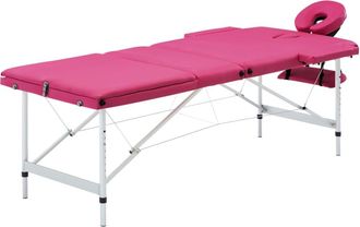 vidaXL Vidaxl Camilla De Masaje Plegable 3 Zonas Aluminio Rosa