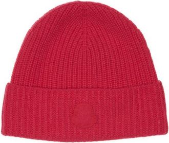 Moncler Edit Logo Embroidered Cashmere Beanie in Candy Apple at Nordstrom