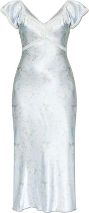 LoveShackFancy Eline Silk Dress - Dames - Casual kleedjes - Blauw - M - Leer - Kleedjes