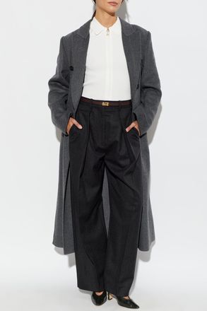 Victoria Beckham Double-breasted Coat With A Single Vent, Womens, Grey