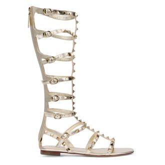 Valentino Garavani Flat Sandals, female, Yellow, 3 UK, Elegant Leather High-Heeled Sandals