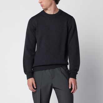 Roberto Collina Maglione girocollo grigio antracite in lana