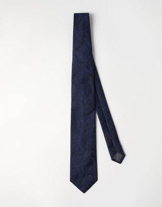 Brunello Cucinelli Mens Navy Silk Paisley Tie