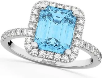 Allurez Blue Topaz & Diamond Engagement Ring 14k in 3.32Ct/white Gold at Nordstrom, Size 8.5