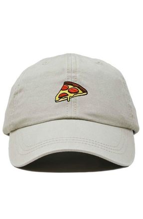 Dalix Pizza Slice Embroidered Dad Hat in Washed Stone White at Nordstrom