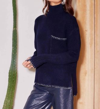 Fifteen Twenty Sylvie Edge Stitch Sweater In Navy