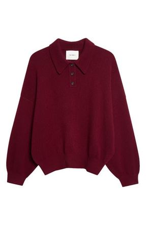 Lisa Yang Etta Cashmere Polo Sweater in Deep Plum at Nordstrom, Size 0