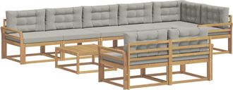vidaXL Set Di Divani Da Esterno 9 Pz Bianco E Grigio Chiaro Poliestere Vidaxl