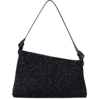 Staud Dani Mini Leather & Bead Shoulder Bag in Black at Nordstrom