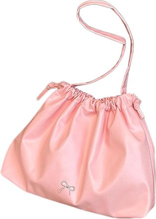 Generic kokdid Oversized Womens Crinkled Underarm Bag Soft PU Leather Shoulder Bag With Drawstring Closure For Daily Use Practical PU Underarm Handbag