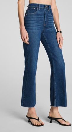 Spanx Raw Hem High Waist Kick Flare Jeans in Adriatic Blue at Nordstrom, Size 3X