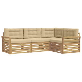 vidaXL Conjunto De Sof&aacute;s De Exterior 4 Uds. Y Beige Poli&eacute;ster Vidaxl