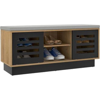 Costway Costway - Panca Scarpiera con 6 Scomparti e 3 Ripiani Regolabili, Panca Porta Scarpe con Cuscino, Scarpiera con 2 Ante Scorrevoli, Mobile Scarpe per