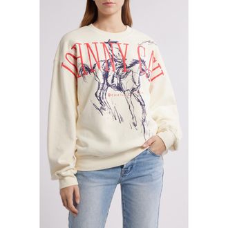 Daydreamer Johnny Cash Wilderness Cotton Graphic Sweatshirt in Stone Vintage at Nordstrom, Size Large