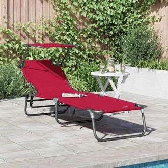 vidaXL Vidaxl - Tumbona Plegable Con Coj&iacute;n 1-persona Rojo 56 X 190 X 81cm Tela