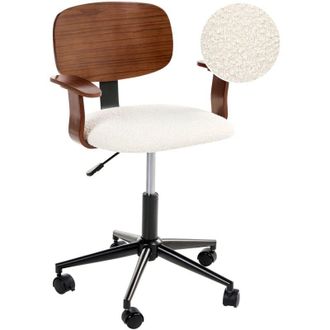 Beliani Office Chair Dark Brown and Off-White Boucle Seat Adjustable Swivel Function Metal Legs Stylish Office Furniture GUNNISON
