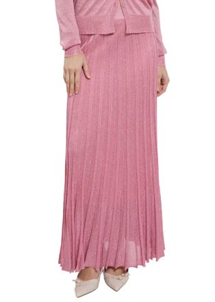 Maison Lurex Womens Pleated Skirt In Malabar Rose