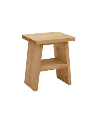 Deco Wood Mesita de noche o auxiliar madera maciza en tono medio de 45x39cm