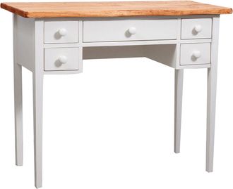 Biscottini International Biscottini - Mesita Escritorio De Colgar De Madera Maciza De Tilo Armaz&oacute;n Blanco Envejecido Acabado Con Efecto Natural